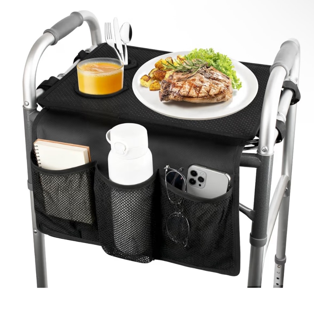 Black Walker Tray with Pockets